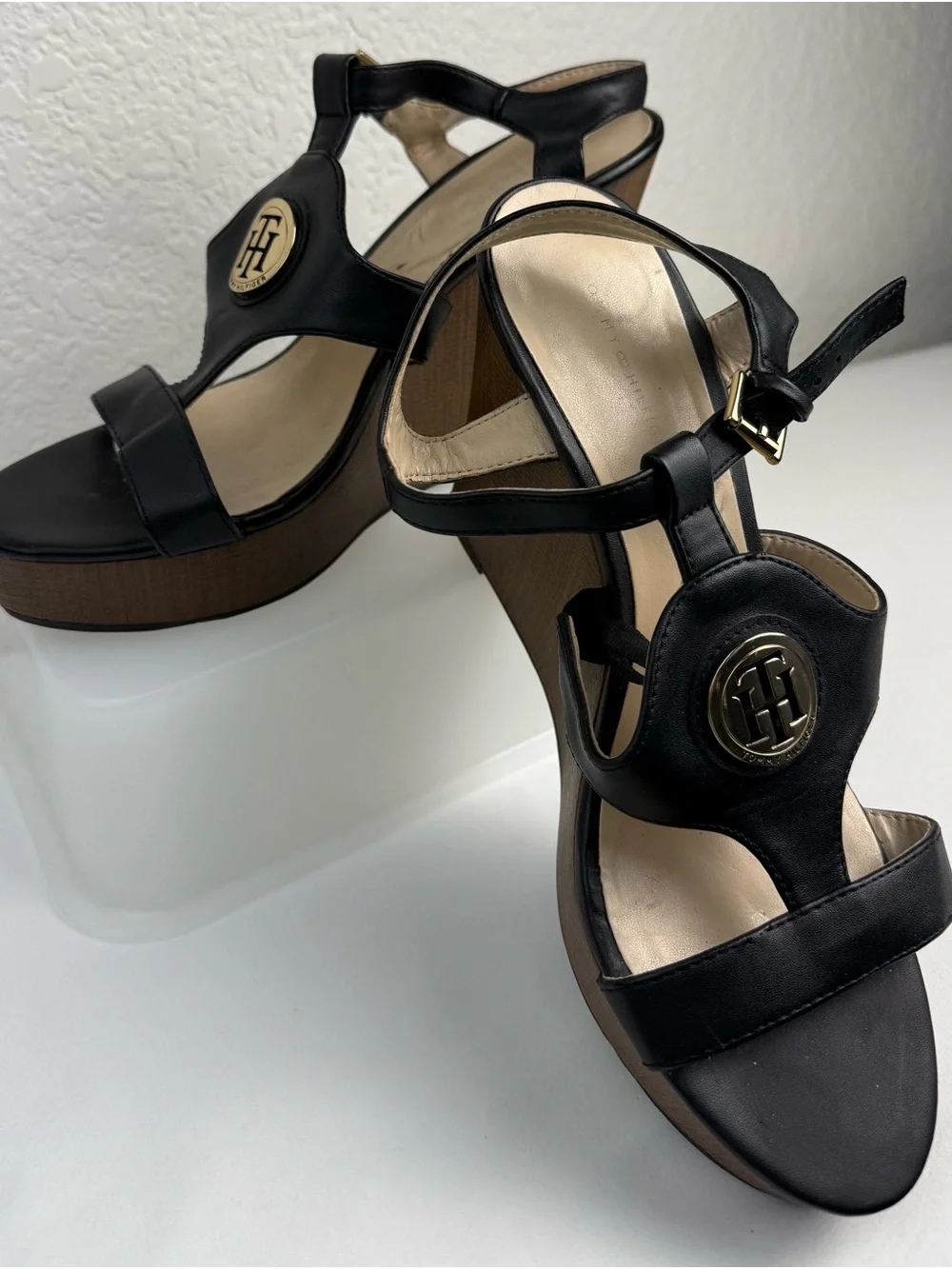 Tommy Hilfiger | Kaydin | Platform Wedge Sandals | Black | 9.5M